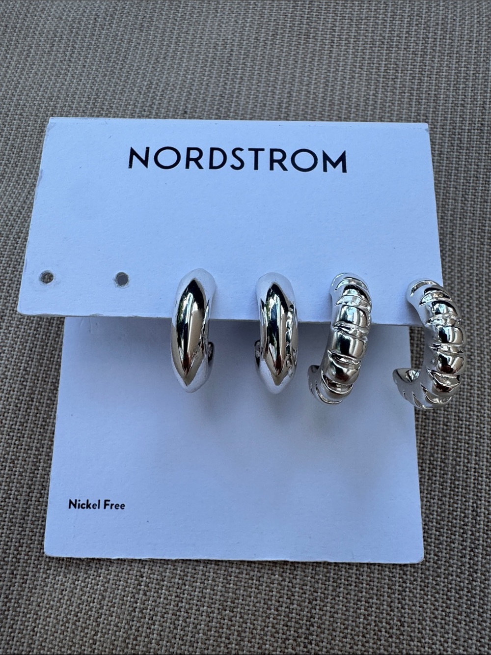 Nordstrom Silver Chunky Hoop Earring Duo